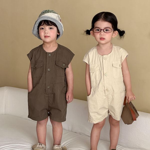 後字母刺繡素色休閒連身裝 