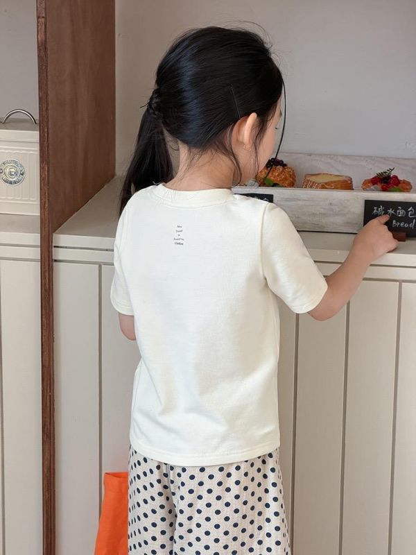 素色彈力後背小字母基礎T恤上衣 