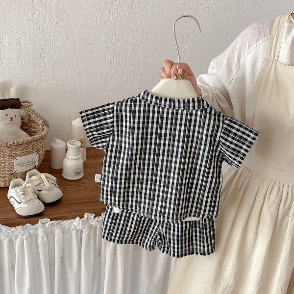 經典款！格紋襯衫兩件式套裝/背心 