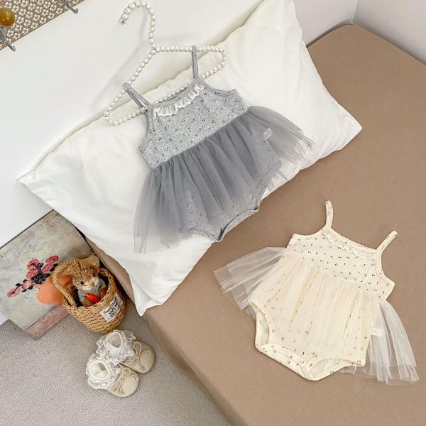 碎花蕾絲領細肩網紗包屁裙 