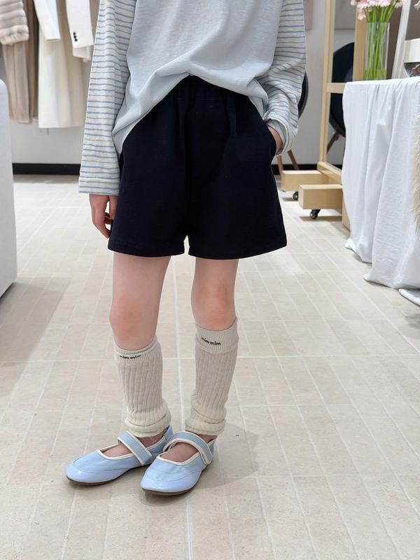 男女童素色棉麻透氣五分短褲(5色) 