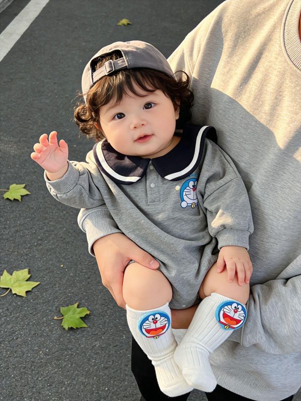 海軍風大翻領小叮噹包屁衣+襪(2色) 