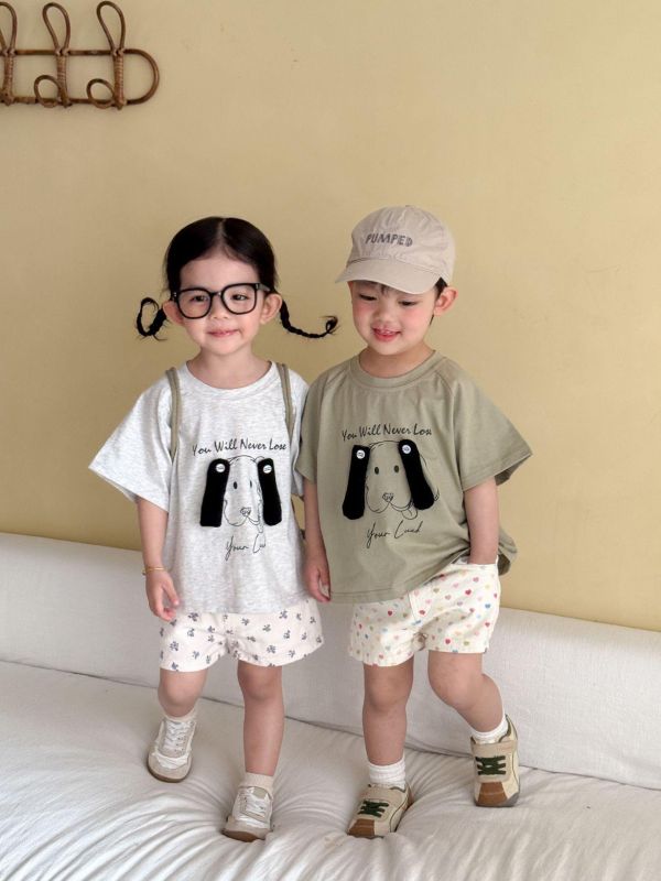 立體狗狗耳朵素色T恤上衣 