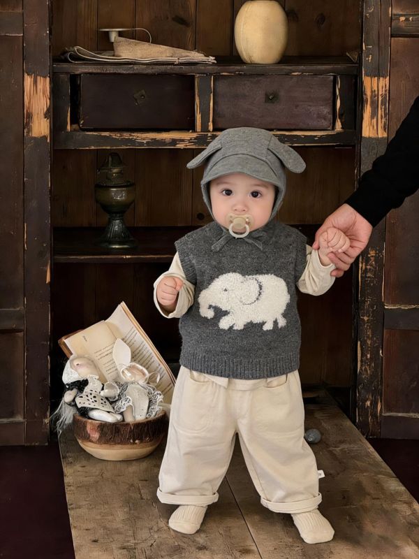 大象鉤花針織背心/上衣/休閒褲 