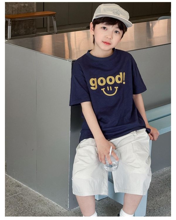 Good笑臉印花素色T恤上衣(2色) 
