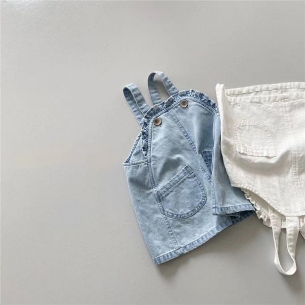 薄款花邊牛仔吊帶裙/碎花上衣 