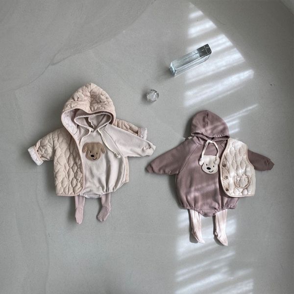 狗狗刺繡連帽包屁衣 