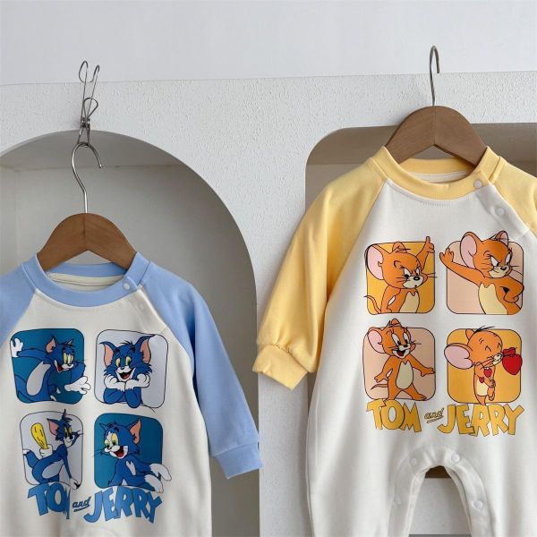 傑利鼠與湯姆貓印花拼袖連身裝 