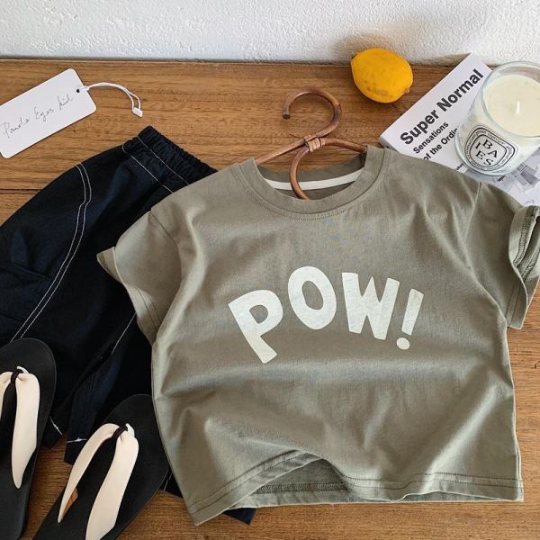 POW!字母印花素色上衣 