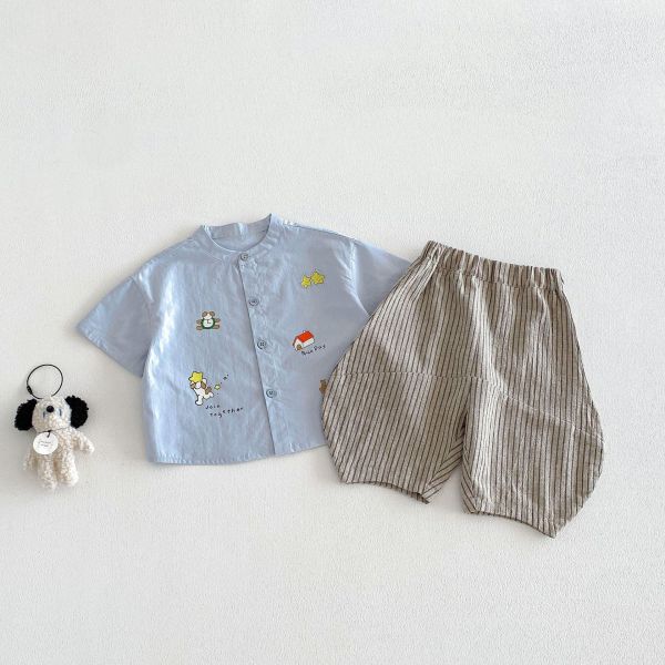 韓版豎條紋寬鬆燈籠休閒褲 