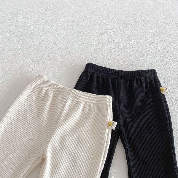 螺紋撞色造型褲管彈力喇叭褲 