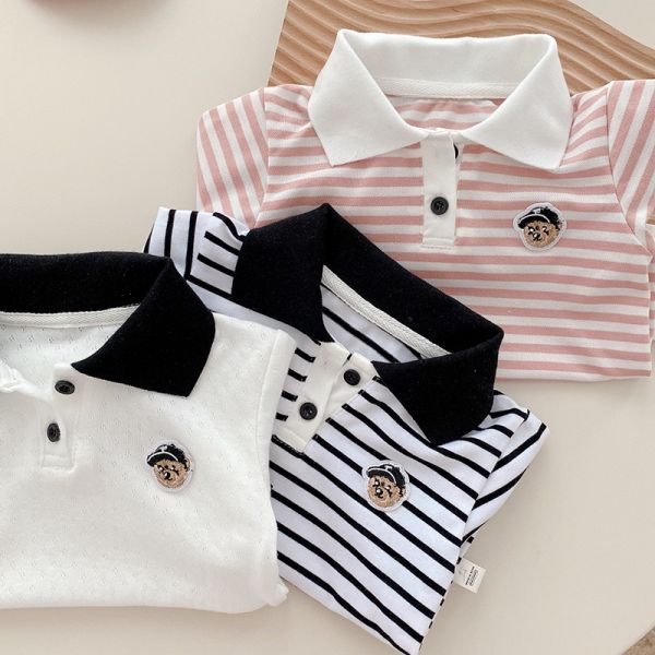 翻領polo小熊刺繡包屁衣 