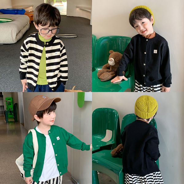 百搭薄款布標針織外套 