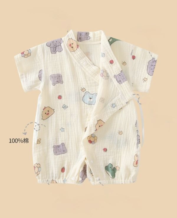 新生兒紗布棉透氣和服連身裝 