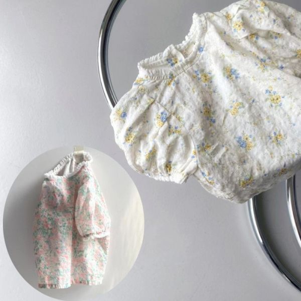 薄款花邊牛仔吊帶裙/碎花上衣 