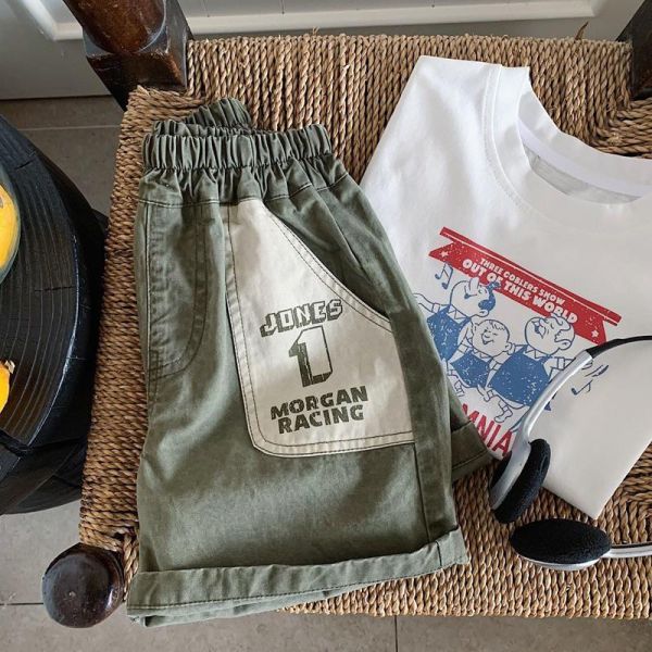 帥氣日系1印花造型五分短褲 