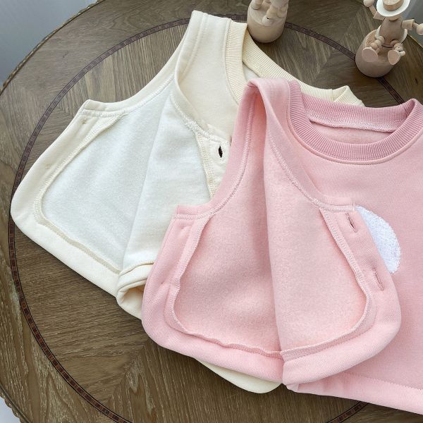 兔子/小熊刺繡加絨側開背心 