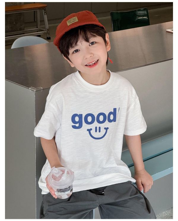 Good笑臉印花素色T恤上衣(2色) 