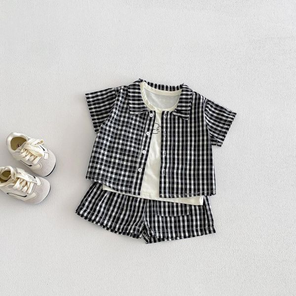 經典款！格紋襯衫兩件式套裝/背心 