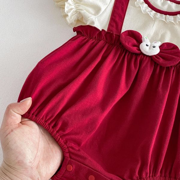 假兩件兔子蝴蝶結包屁衣 