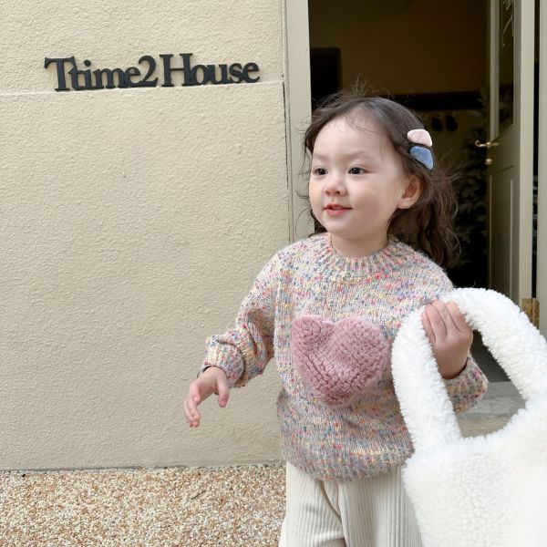 混織毛絨愛心甜系上衣 