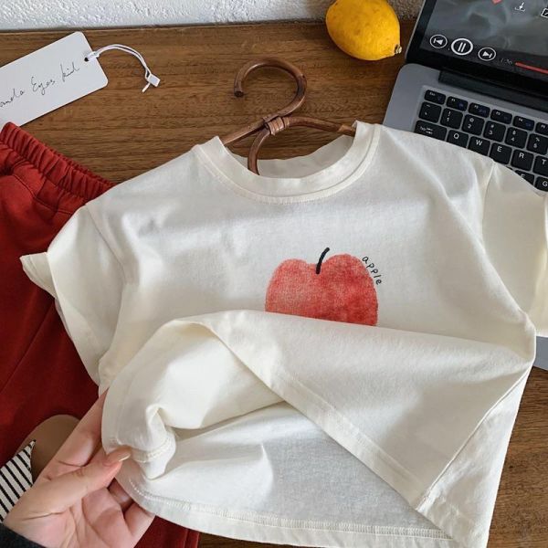 蘋果/香蕉印花素色簡約上衣 