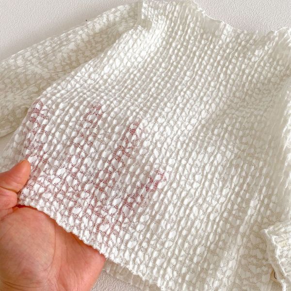 小香風壓紋打底衣/蝴蝶結網紗連身裙 