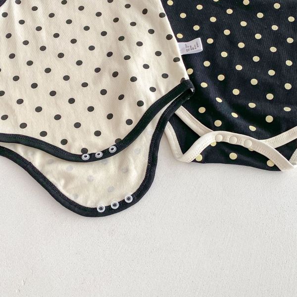 黑白撞色點點細肩包屁衣 