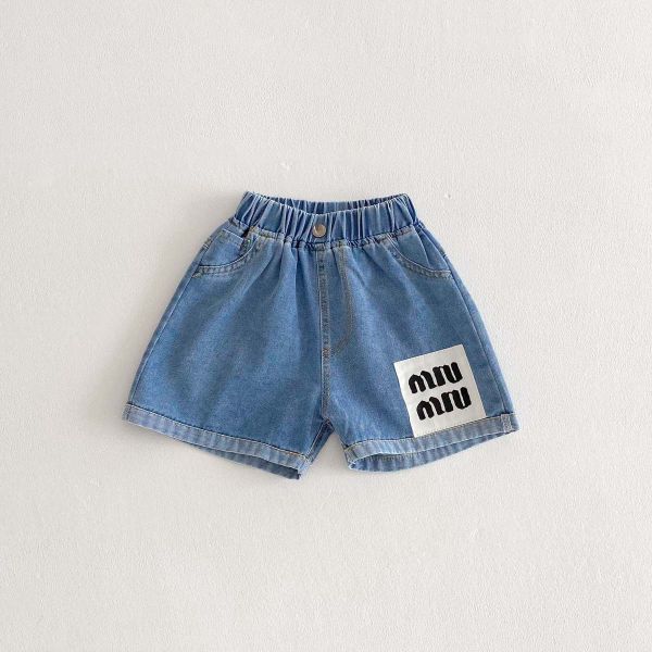 百搭款春夏棉質/牛仔字母布標短褲 