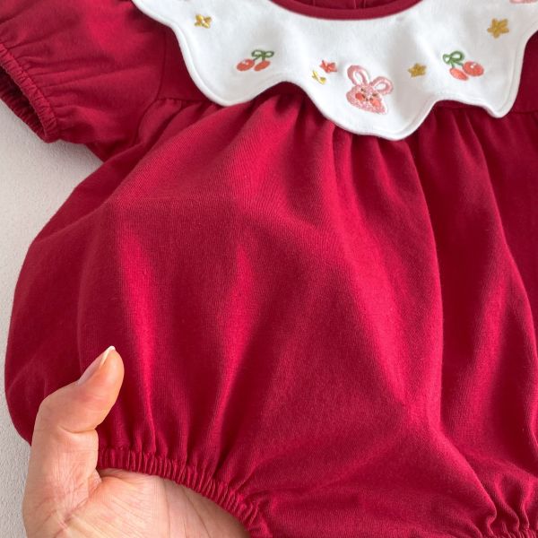 氣質顯白花邊領包屁衣 