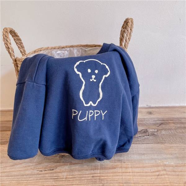 Puppy印花素面寬鬆上衣 