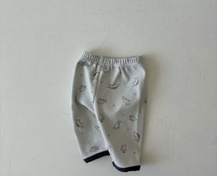恐龍印花撞色口袋長褲 