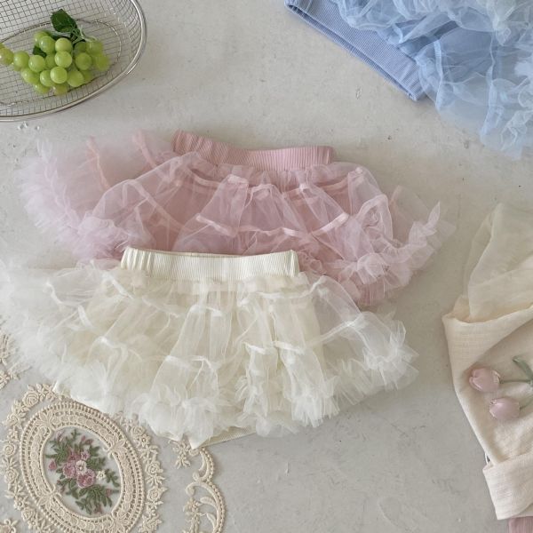 夏季糖果色網紗蛋糕褲裙 