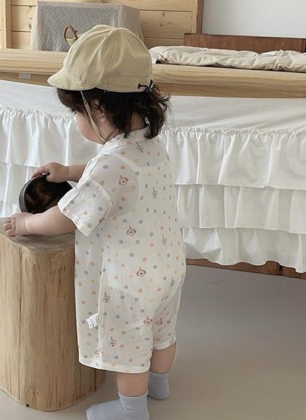 生日狗狗點點可拆式領帶襯衫連身裝 