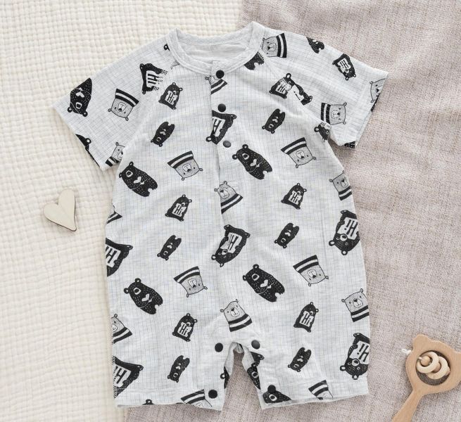 新生兒小熊純棉開釦連身裝 