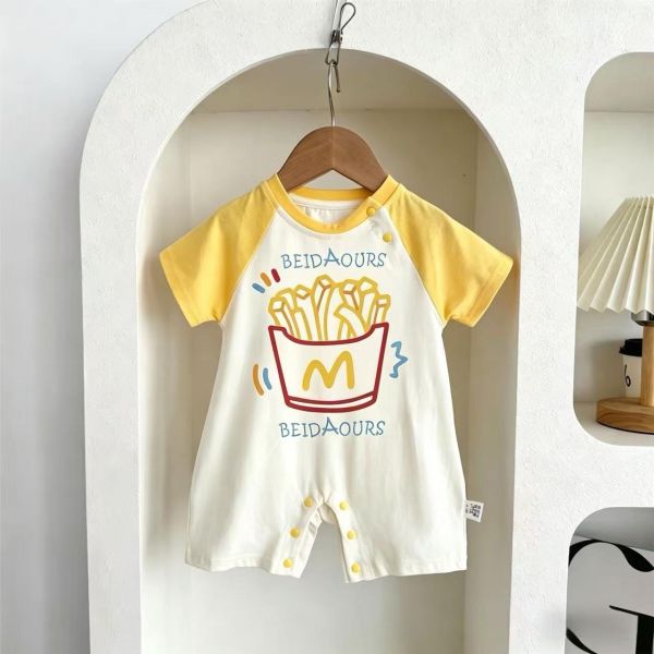 薯條/餅乾黃拼袖連身裝 