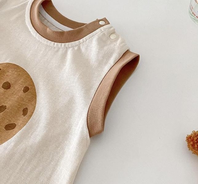 立體小熊餅乾撞色壓邊連身裝 