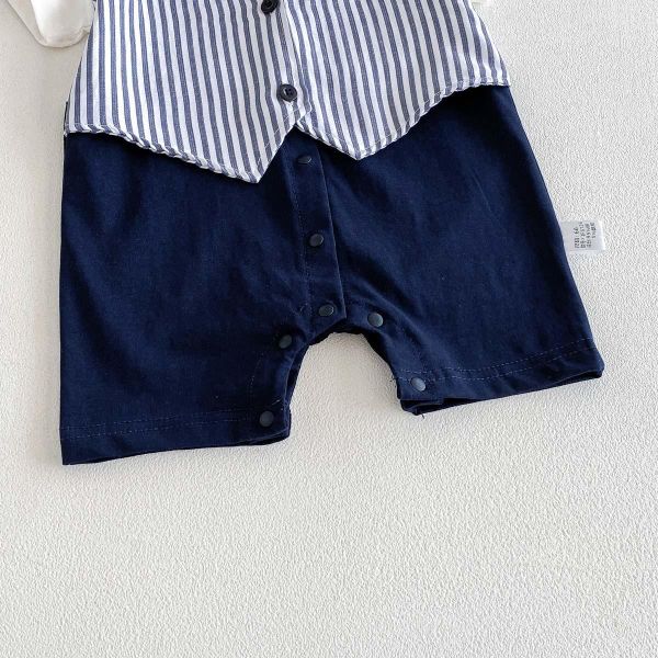 假兩件紳士領結連身裝 