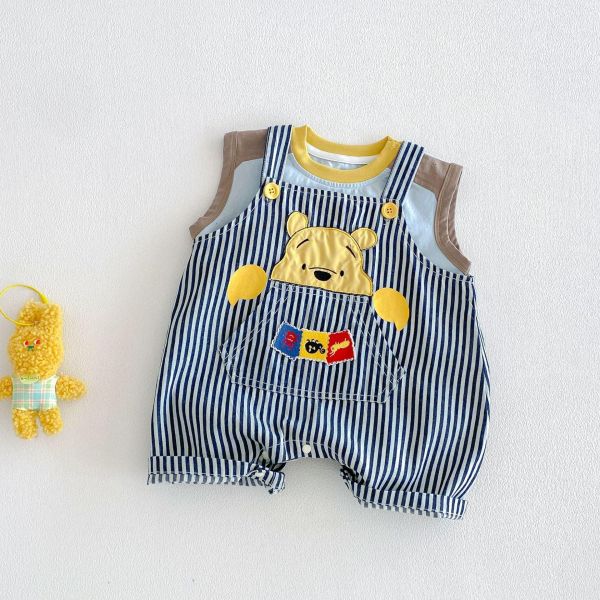 大象撞色背心/維尼豎條紋吊帶褲 