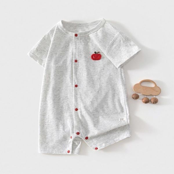 新生兒夏季素色蘋果紅釦連身裝(3色) 