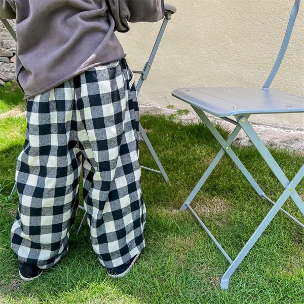 鬆緊時尚格紋休閒哈倫褲 