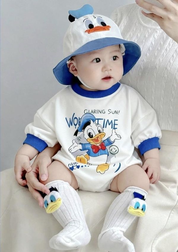 Q版唐老鴨印花棉質包屁衣 