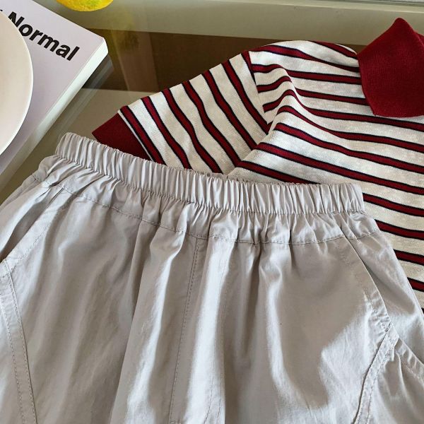 New素色雙拉鍊口袋五分短褲 