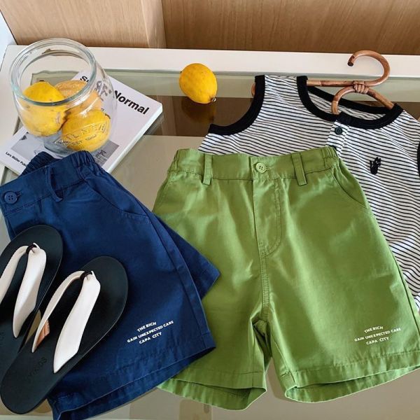 簡約字母素色休閒五分短褲 