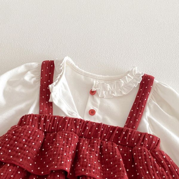 假兩件吊帶點點包屁衣 