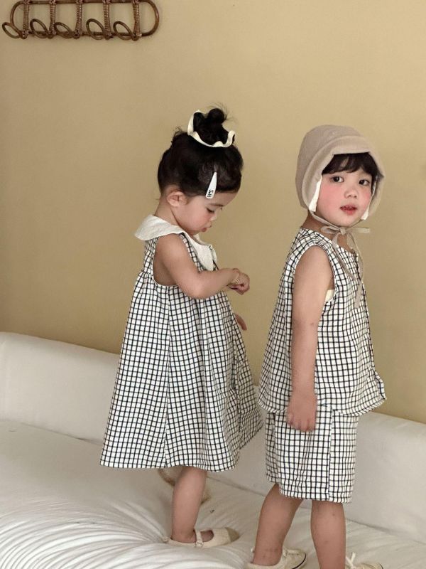 男女童格紋兩件式套裝/洋裝 