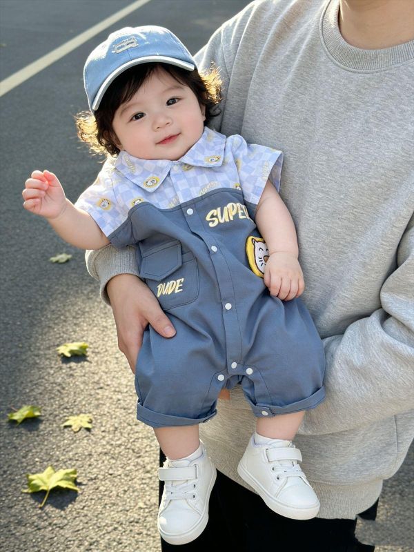 假兩件工裝前後獅子連身裝 