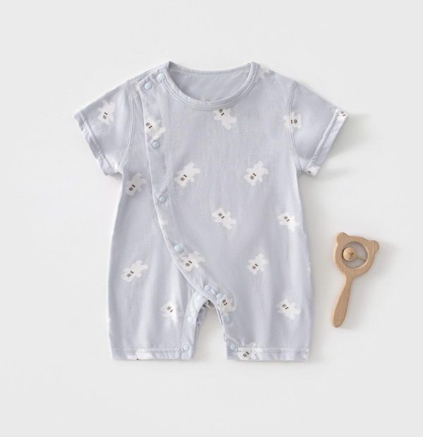 新生兒側開夏季可愛連身裝 