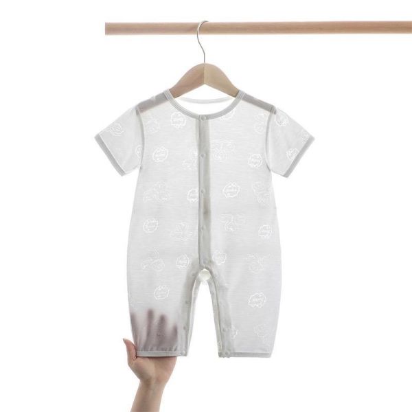 新生兒燒花透氣超薄短袖/長袖連身裝 