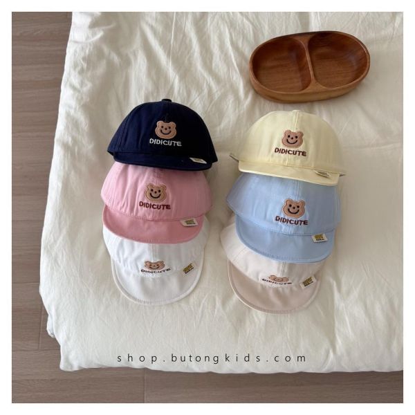 小熊刺繡素色軟帽沿棒球帽 